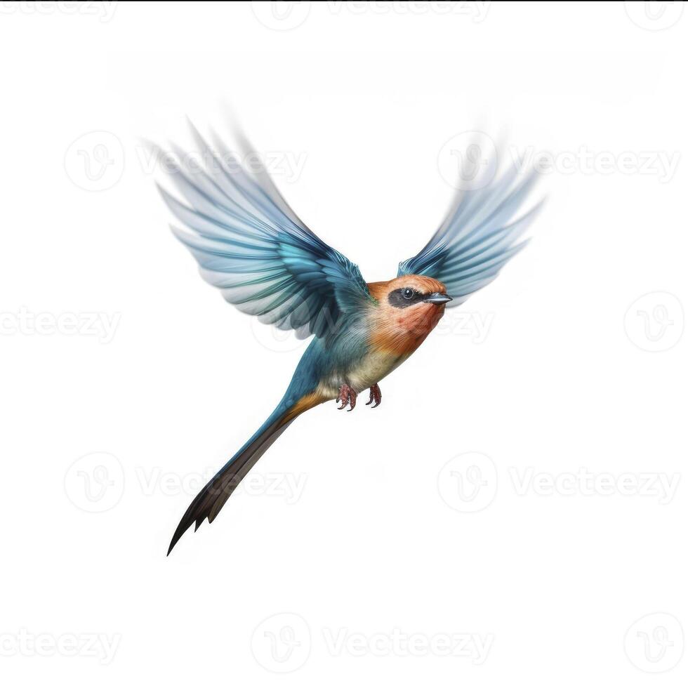 AI generated watercolor illustration three tropical birds Colibri , colorful flying beautiful bird isolated on white background photo