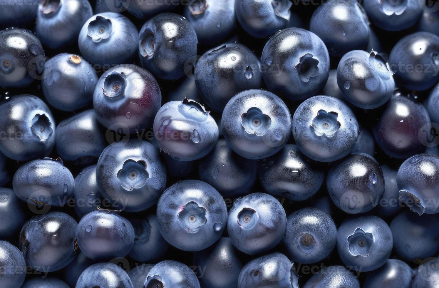 AI generated Fresh blueberries background with copy space for your text. photo