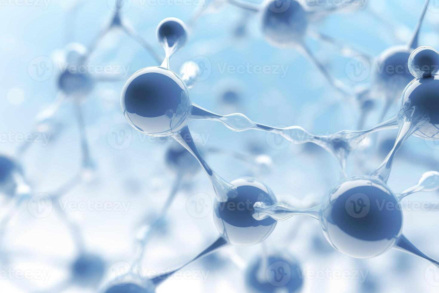 AI generated Abstract molecules background. Realistic molecule or atom structure photo