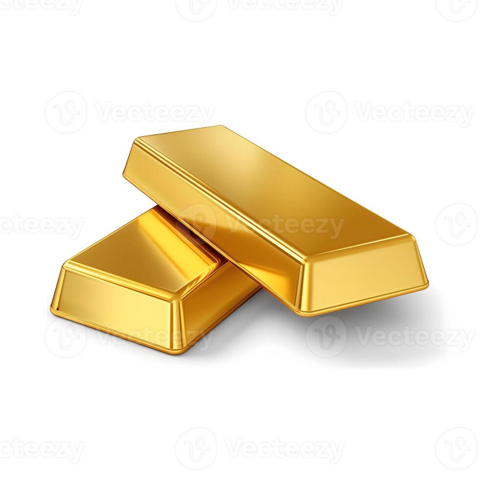 AI generated New Gold bars isolated on white background, clipping path photo