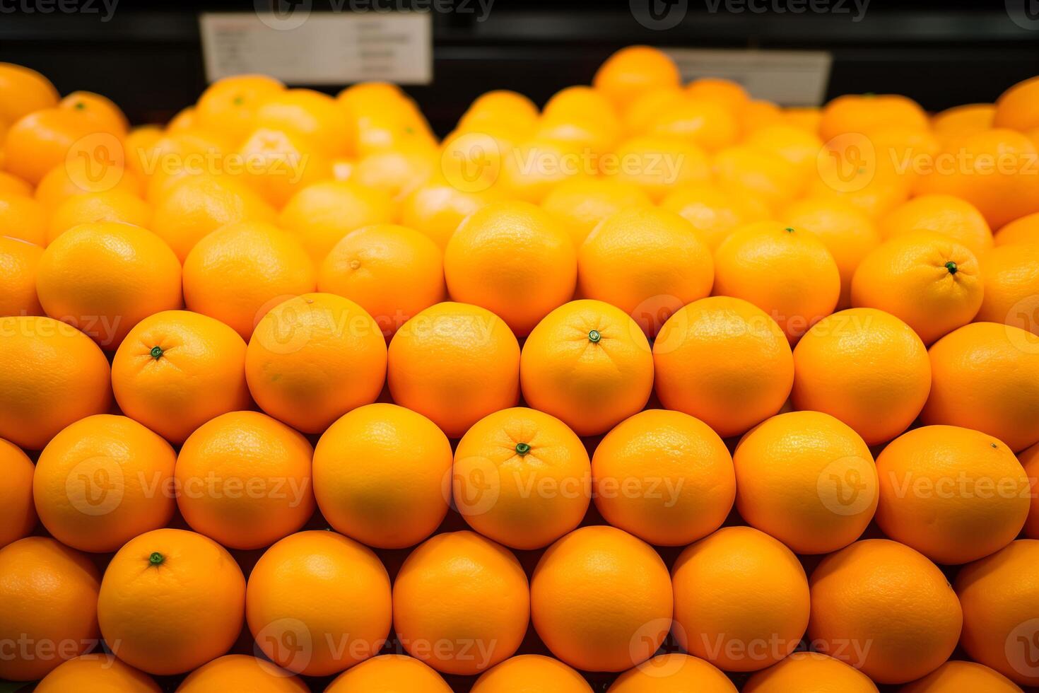 AI generated Oranges in supermarket. Shot close up photo