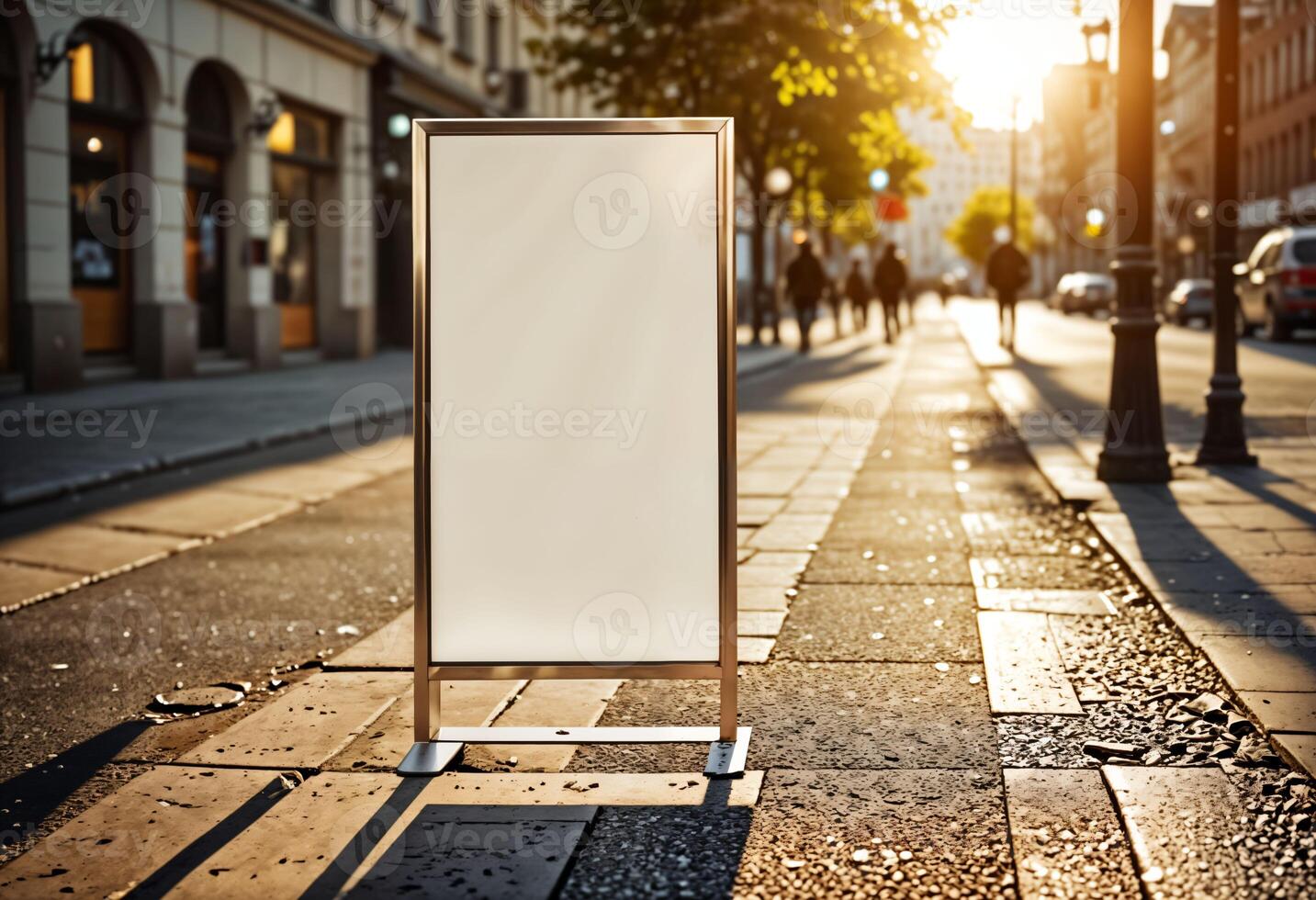 AI generated Billboard mockups Urban advertising City marketing design Vertical poster display Sidewalk promotion concept photo