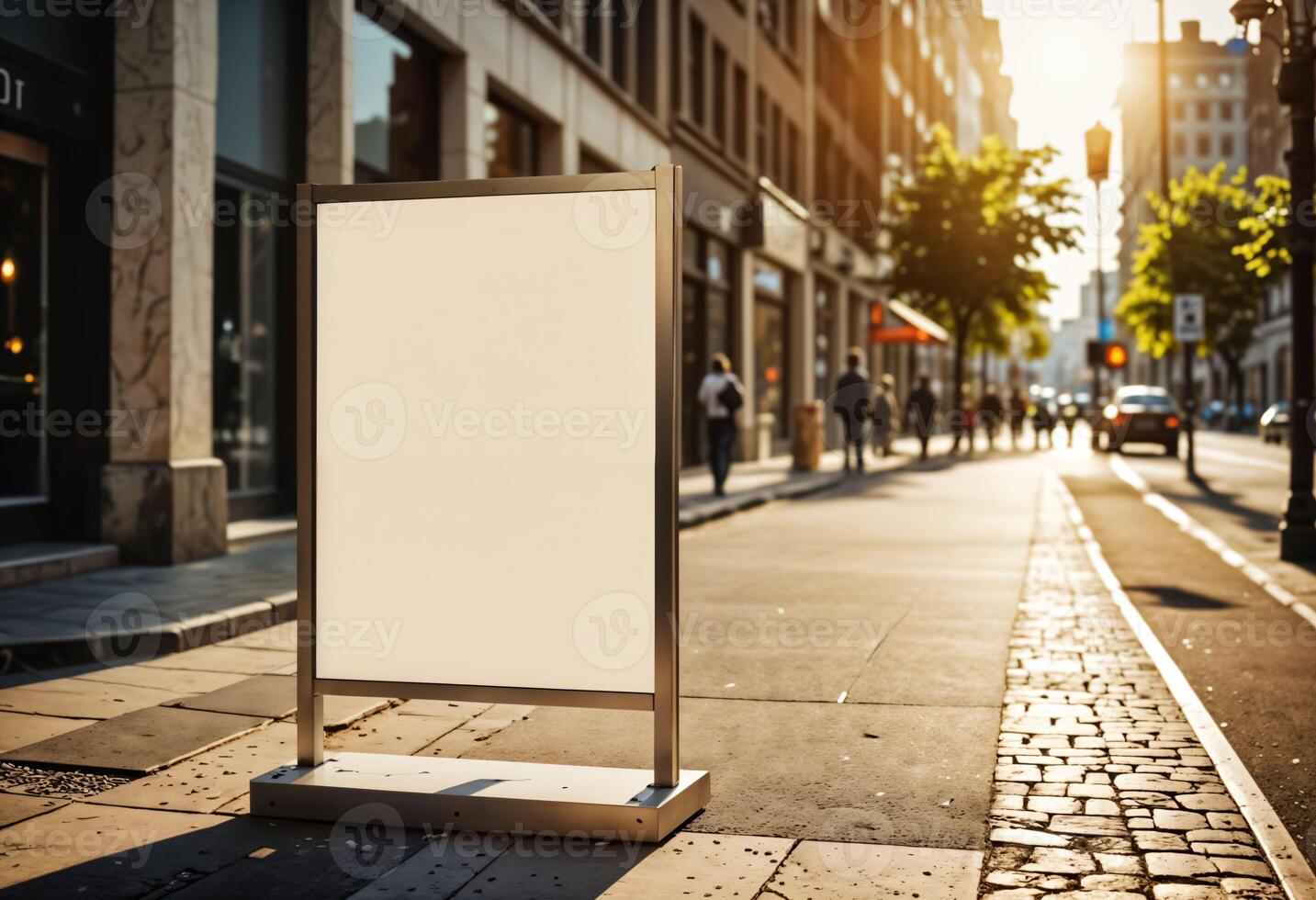 AI generated Billboard mockups Urban advertising City marketing design Vertical poster display Sidewalk promotion concept photo