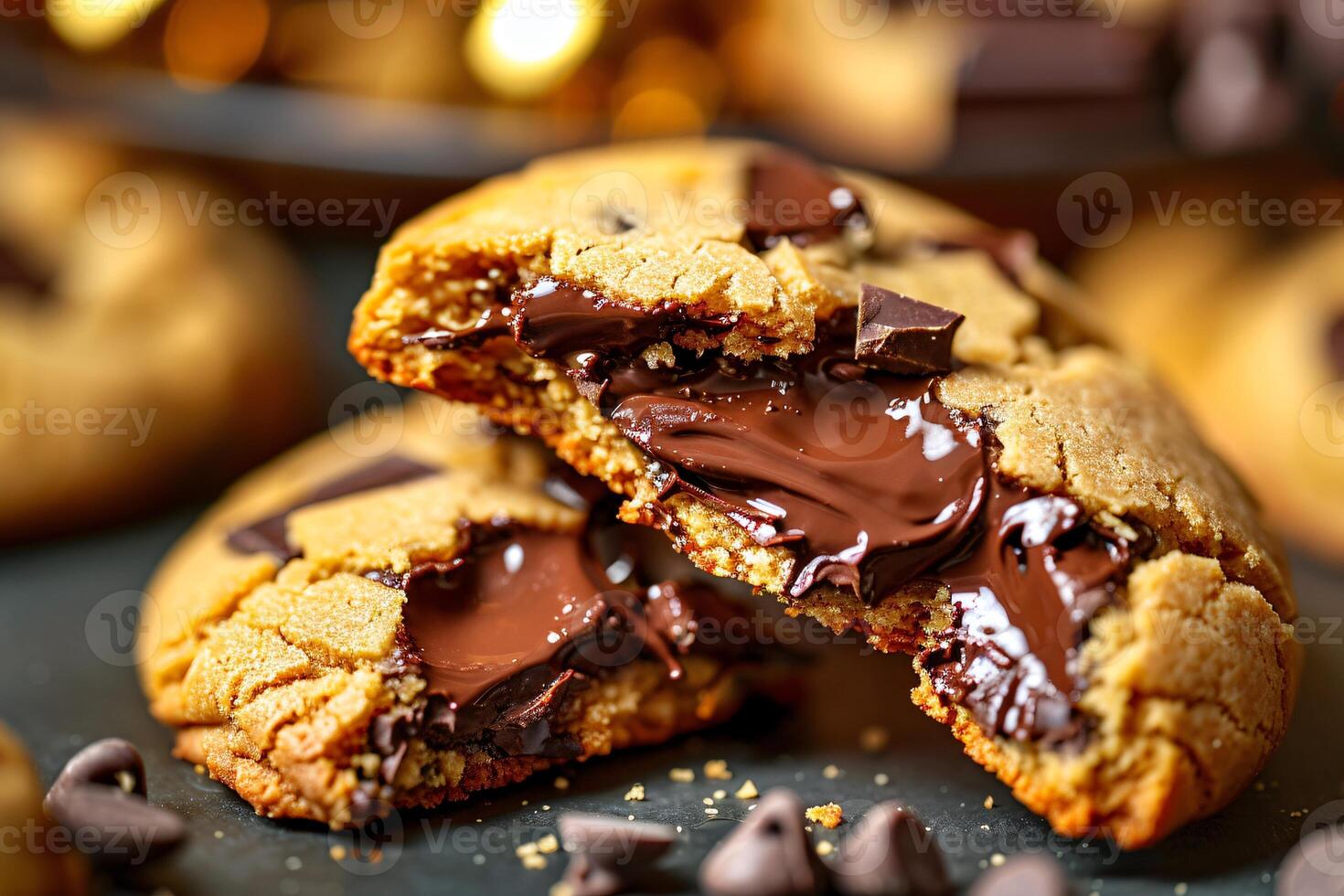 AI generated Freshly Baked Chocolate Chip Cookies The Tempting Homemade Treat photo