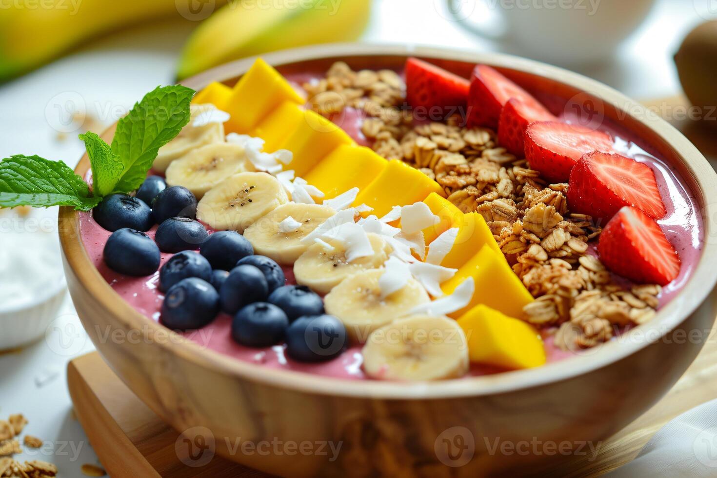 AI generated Enjoy the Freshness of Fruits in a Smoothie Bowl for Breakfast photo