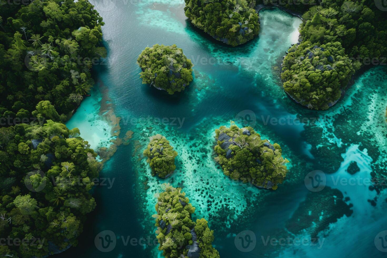 AI generated An Aerial View of the Coral Islands in a Tropical Place photo