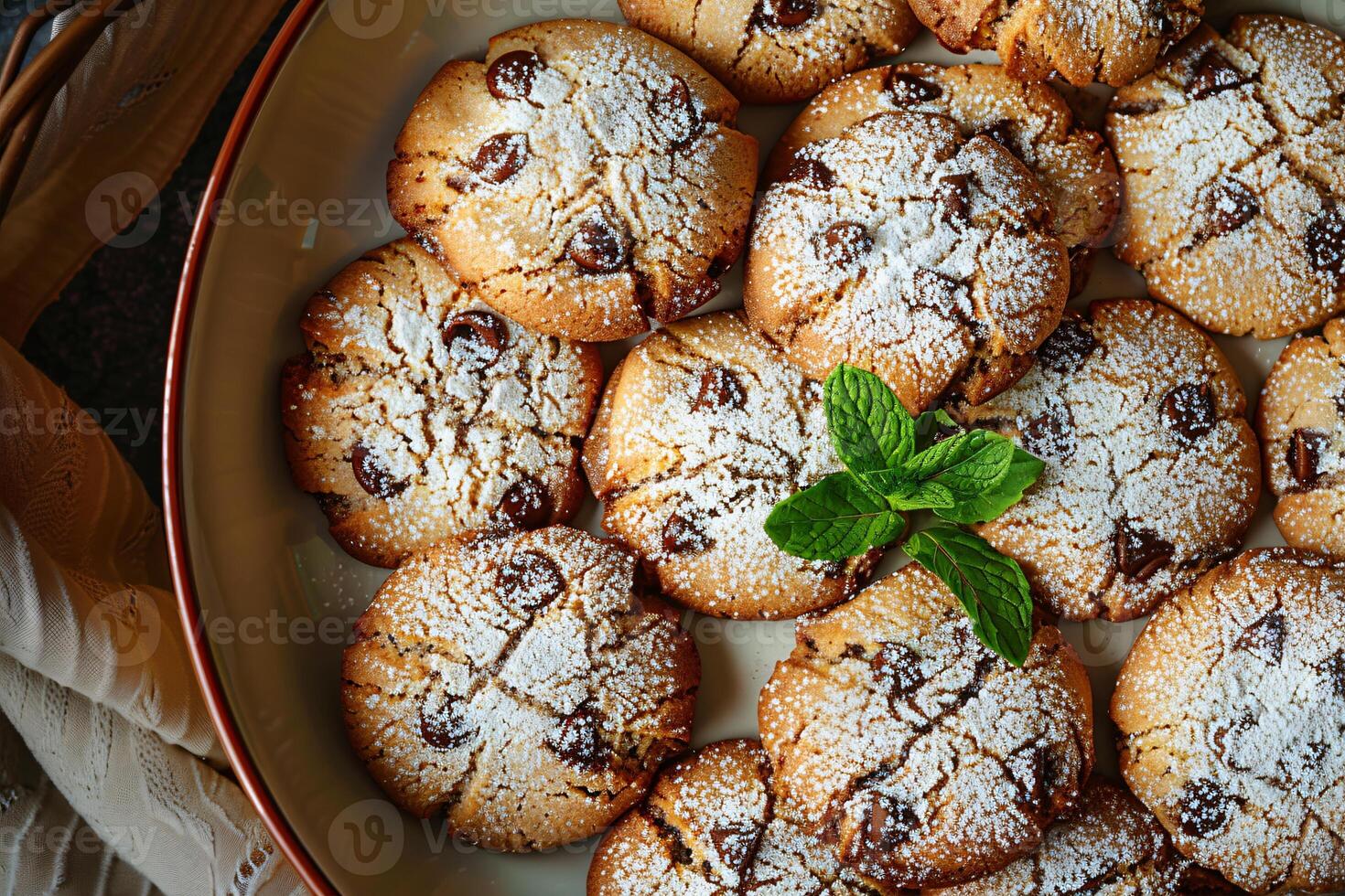 AI generated Freshly Baked Chocolate Chip Cookies The Tempting Homemade Treat photo