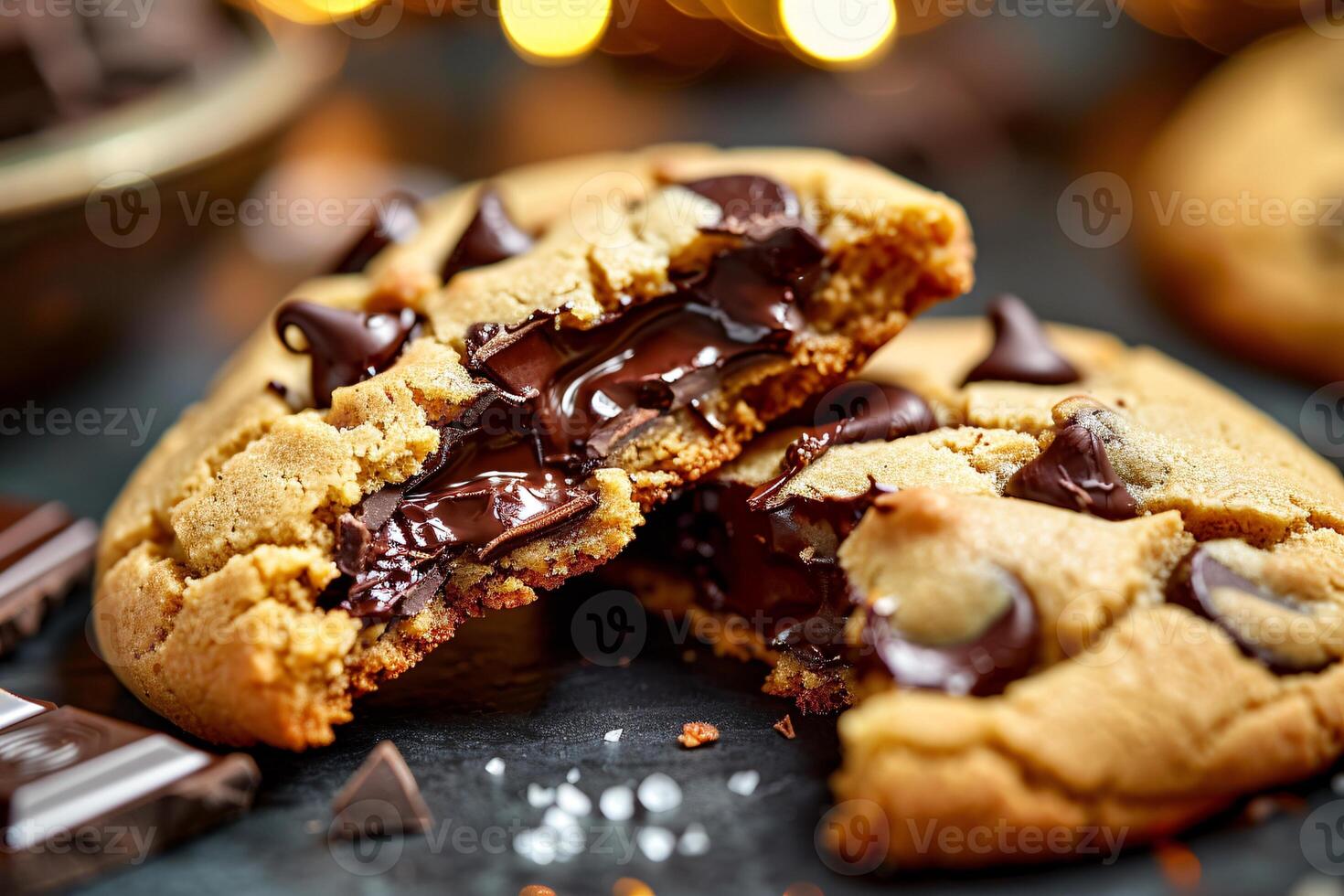 AI generated Freshly Baked Chocolate Chip Cookies The Tempting Homemade Treat photo
