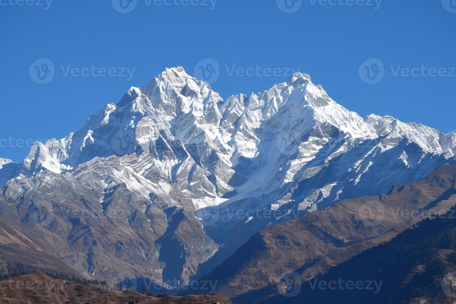 AI generated The Majestic Beauty of Snow-capped Mountain Peaks photo