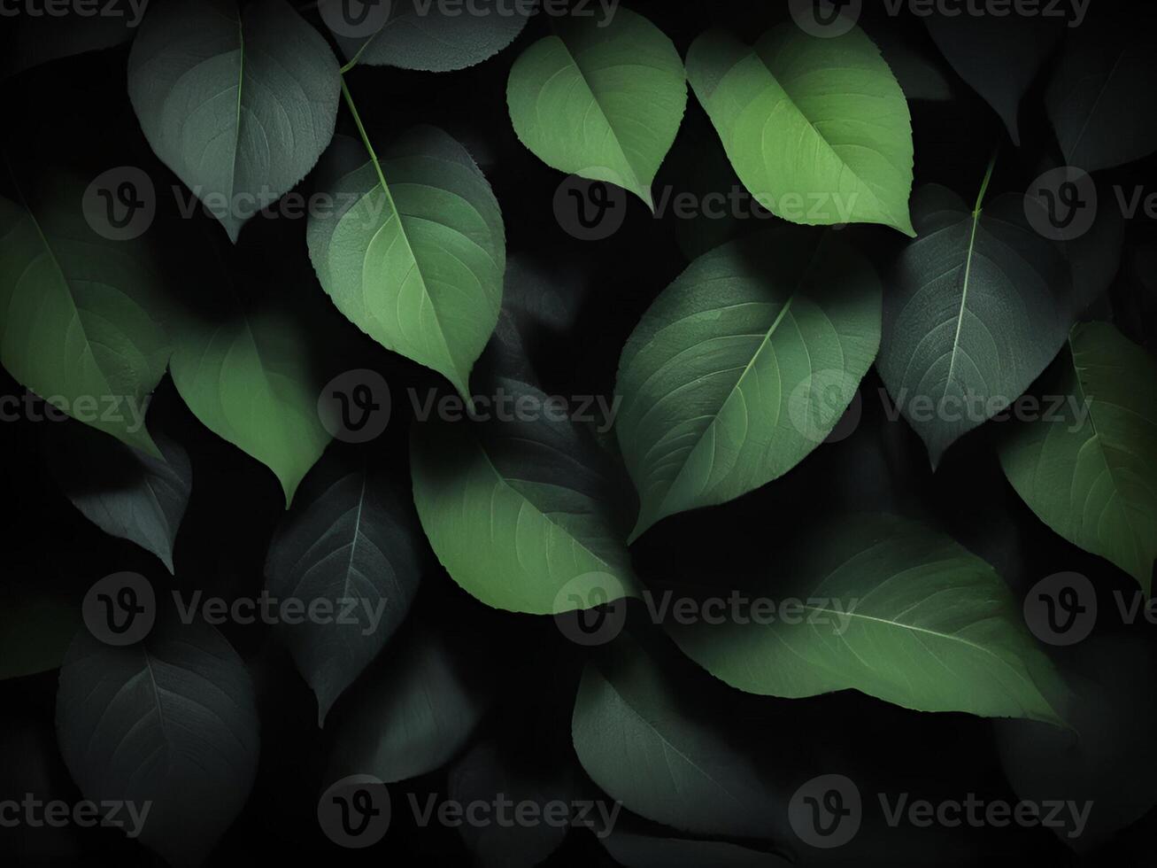 AI generated green leaves background photo