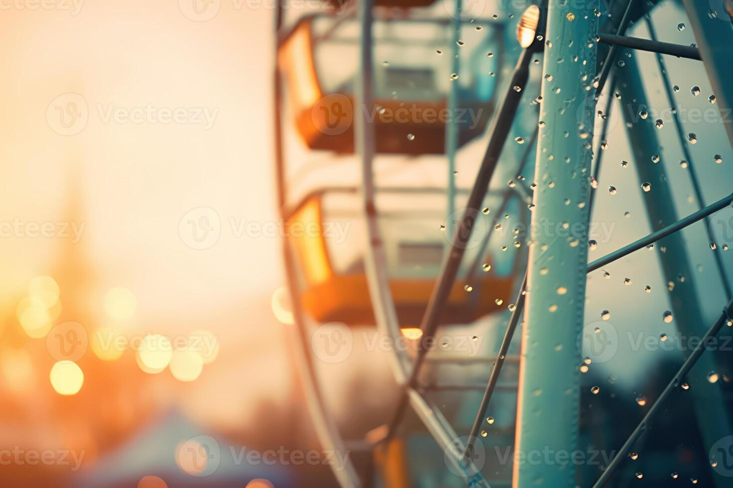 AI generated Ferris wheel cabins amusement park at Christmas market. Generative AI photo