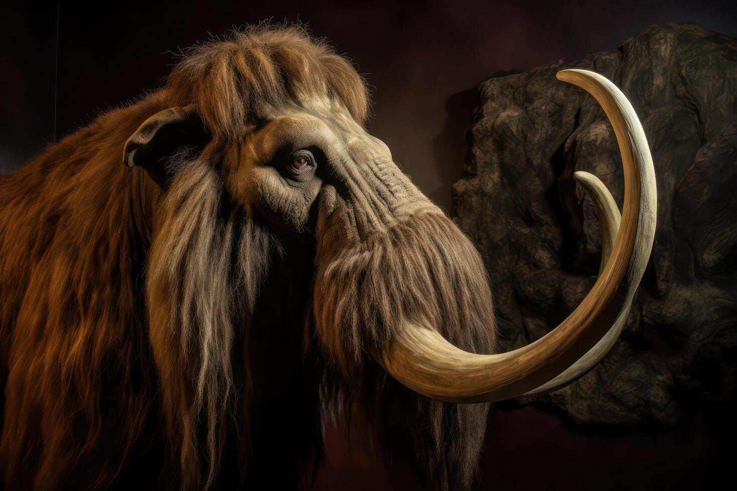 ai generado de cerca retrato de mamut con enorme colmillos generativo ai foto