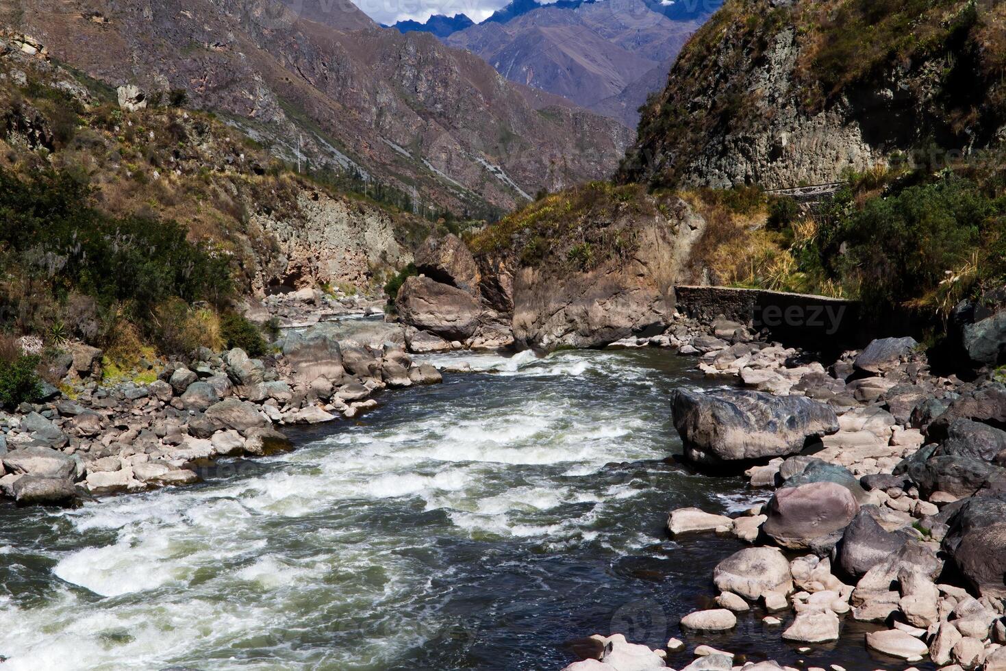 River And Surrounding Mountains Peru South America photo