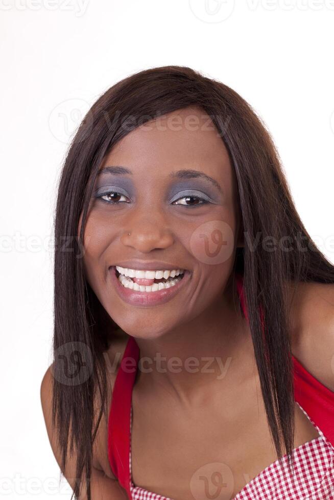 Young attracive African American portrait big smile photo