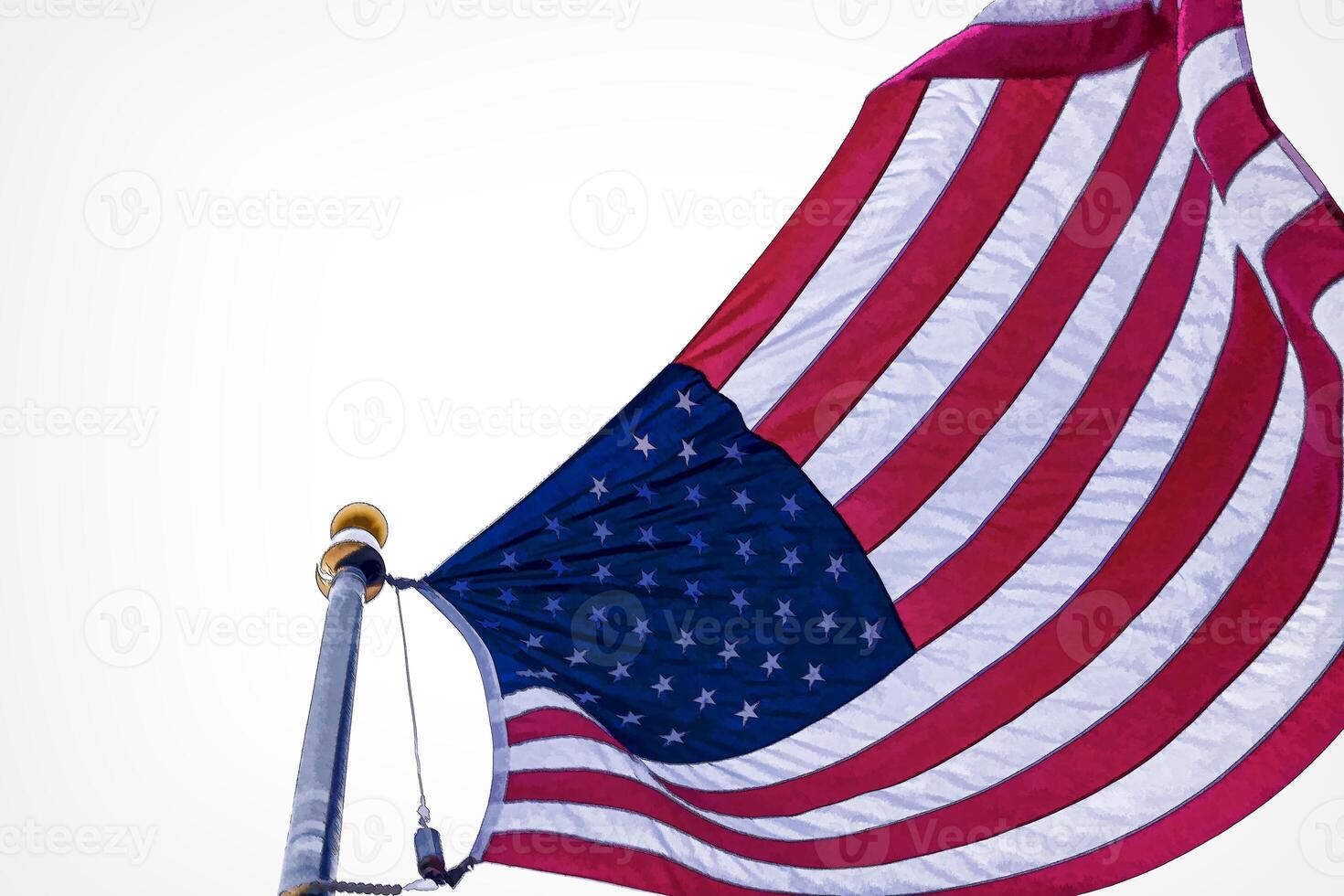 Stylized Image of Unites States Flag Pole photo