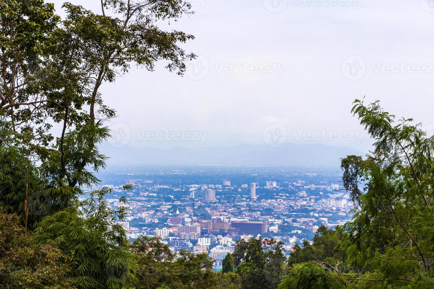 Panoramic view of city and tropical jungle Chiang Mai Thailand. photo