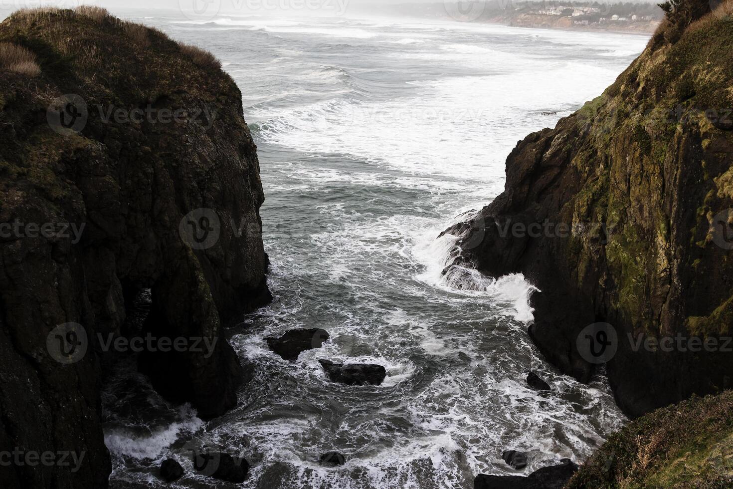 Waves Foam And Shore Yaquina Bay Oregon photo