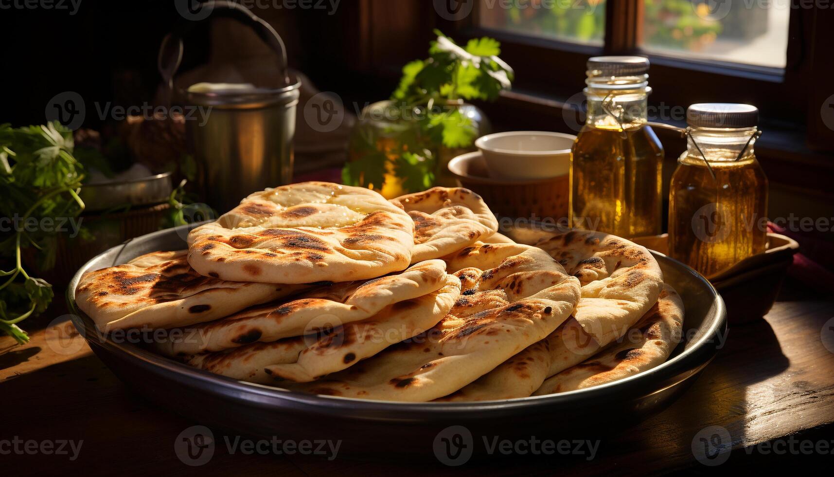 AI generated Freshness on a wooden table, homemade gourmet meal, healthy eating generated by AI photo