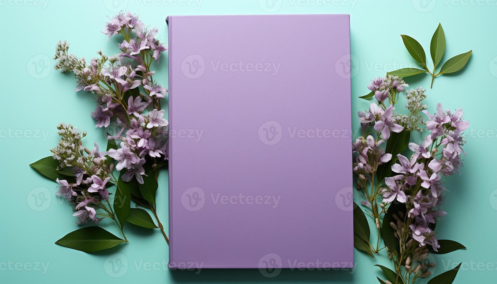 AI generated Freshness of springtime blooms in a purple vase on wooden table generated by AI photo