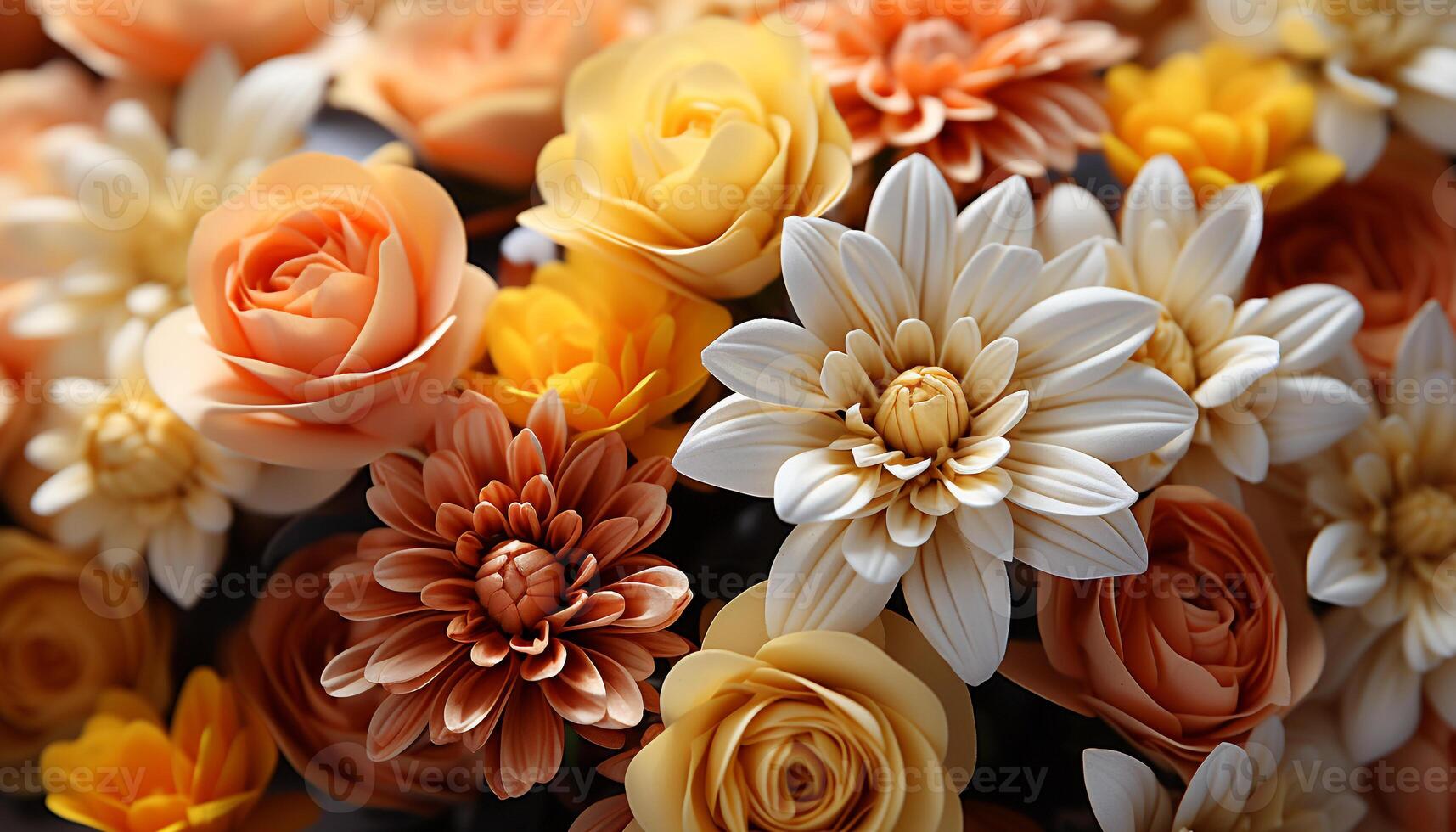AI generated Freshness of nature bouquet, vibrant colors bloom in formal gardens generated by AI photo