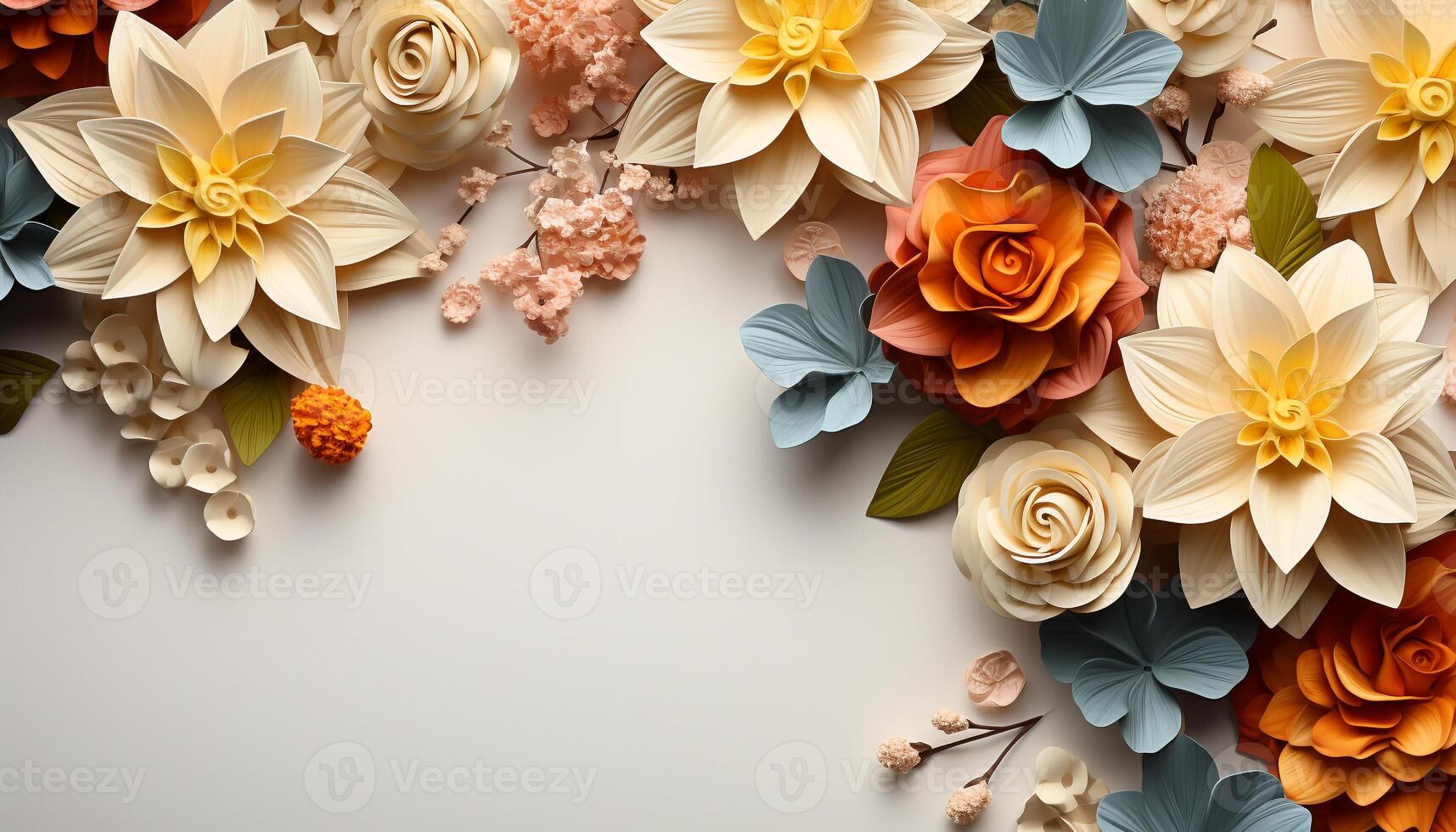 AI generated Abstract floral design in yellow and pink, symbolizing love and celebration generated by AI photo