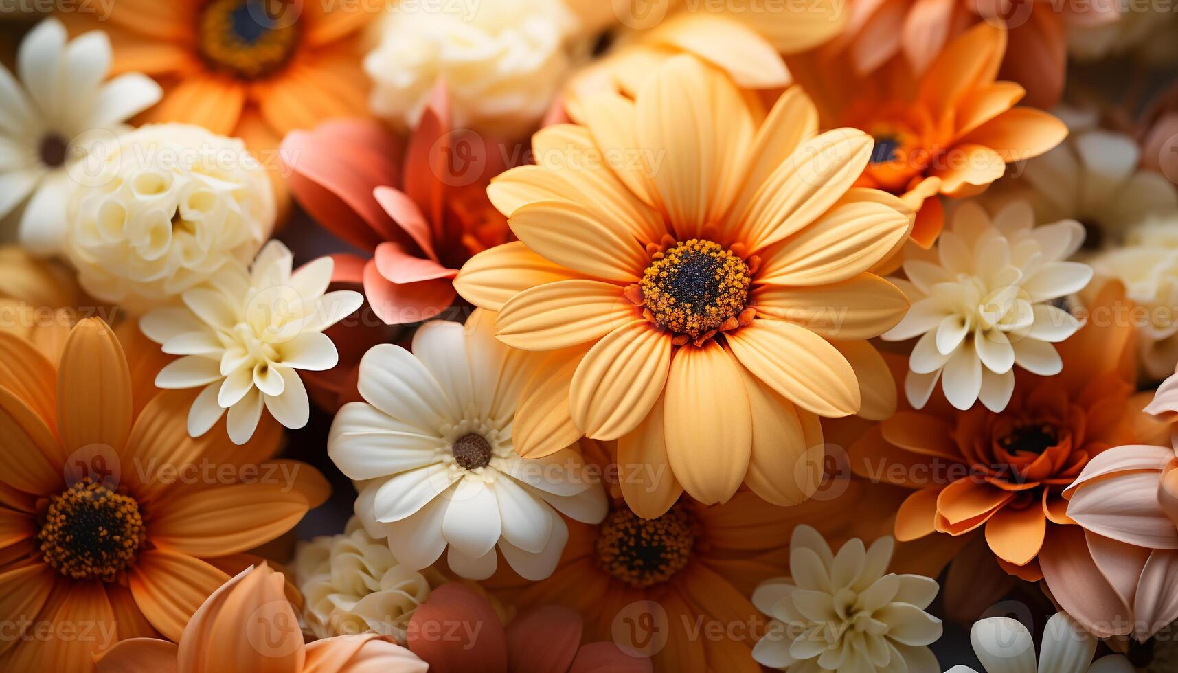 AI generated Freshness of nature beauty in a vibrant bouquet of multi colored flowers generated by AI photo