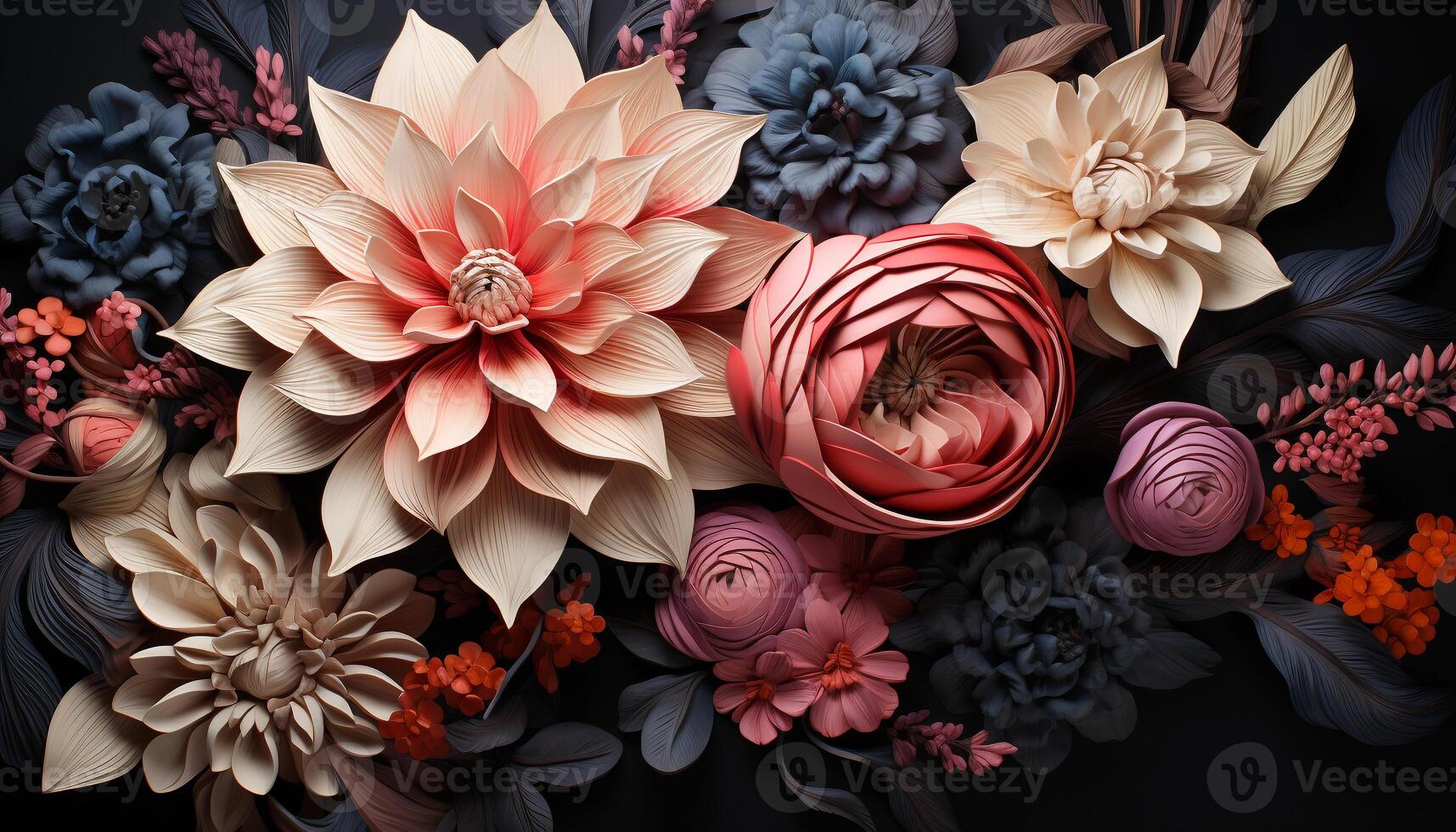 AI generated Floral bouquet, nature gift, blossoms in colorful celebration generated by AI photo