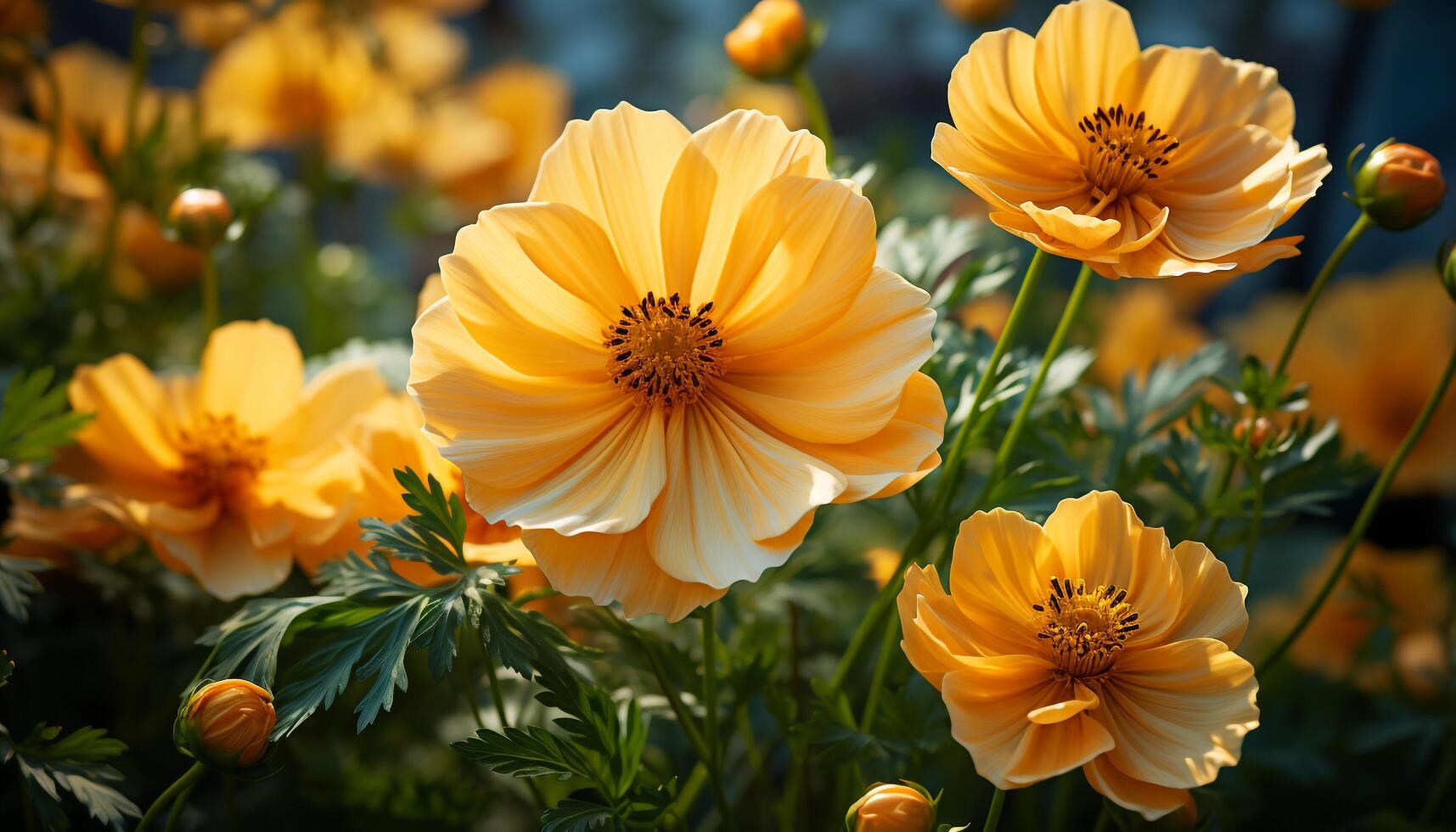 ai generado un vibrante ramo de flores de vistoso flores ilumina el prado generado por ai foto