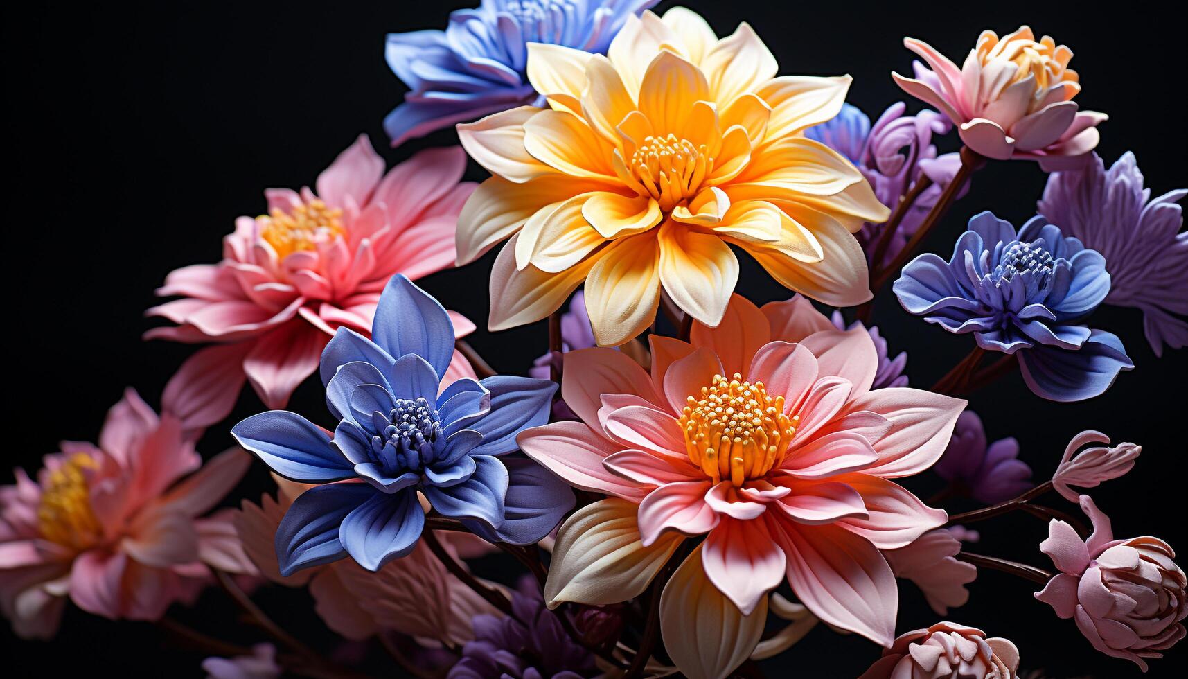 AI generated A vibrant bouquet of colorful flowers brings beauty to nature generated by AI photo