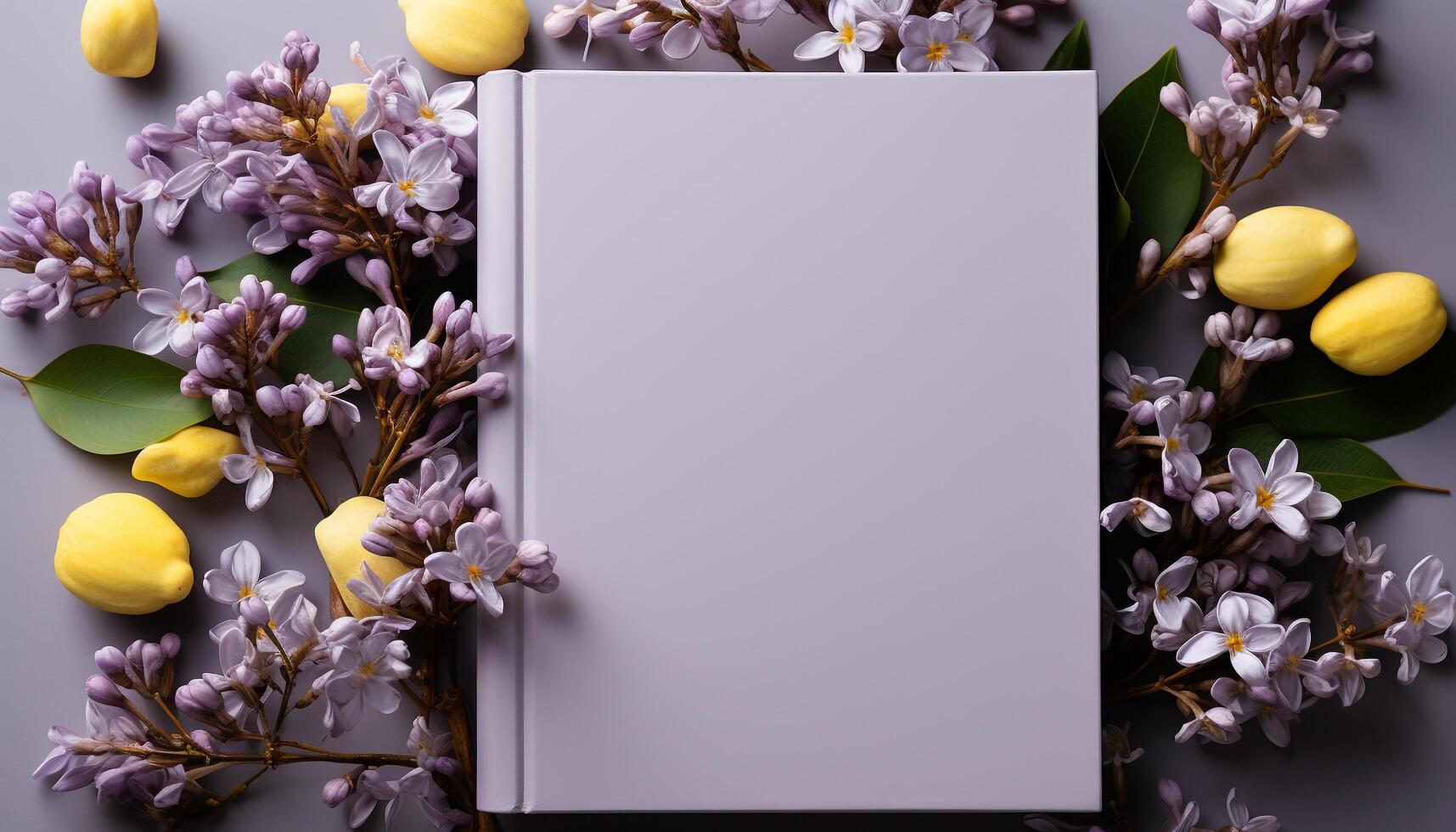 AI generated Freshness of springtime yellow petals bloom on wooden table generated by AI photo