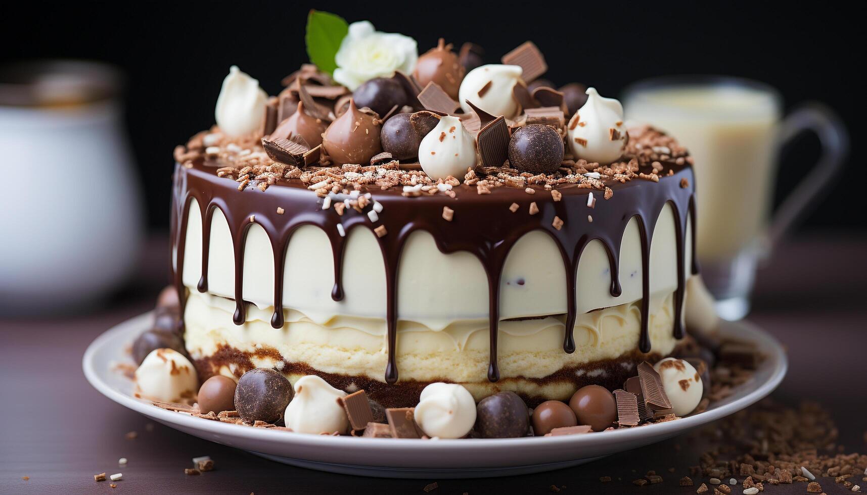 ai generado hecho en casa chocolate postre en madera mesa, indulgencia para dulce diente generado por ai foto