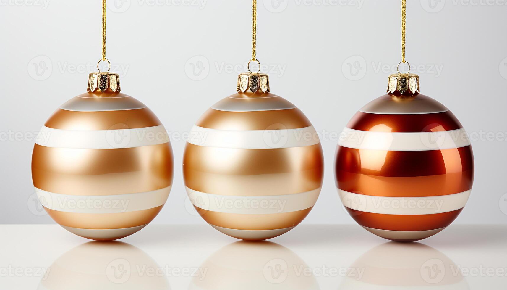 ai generado brillante oro pelota colgante, celebrando invierno con vibrante Navidad decoración generado por ai foto