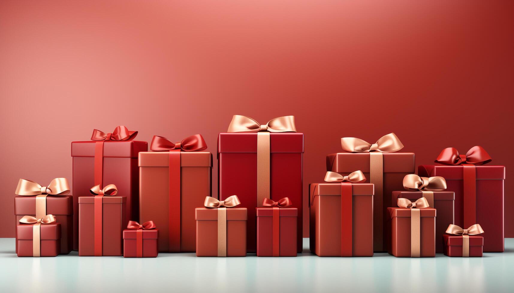 AI generated A stack of shiny gift boxes, wrapped in colorful paper generated by AI photo