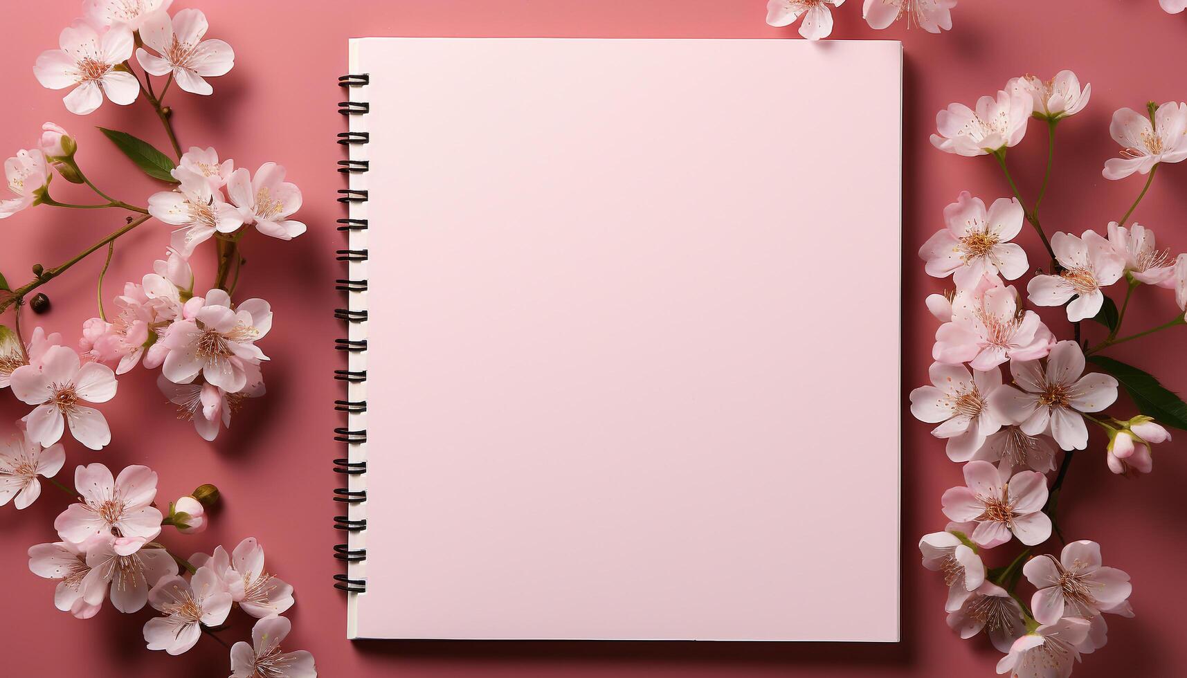 AI generated Freshness of springtime pink cherry blossoms decorate nature blank canvas generated by AI photo