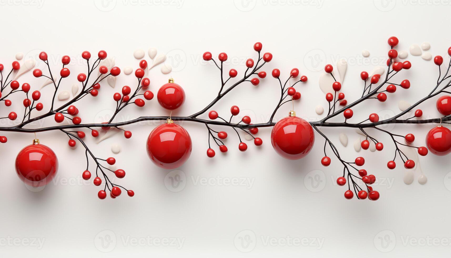 AI generated Winter celebration gift of nature, snowflake ornament on tree branch generated by AI photo