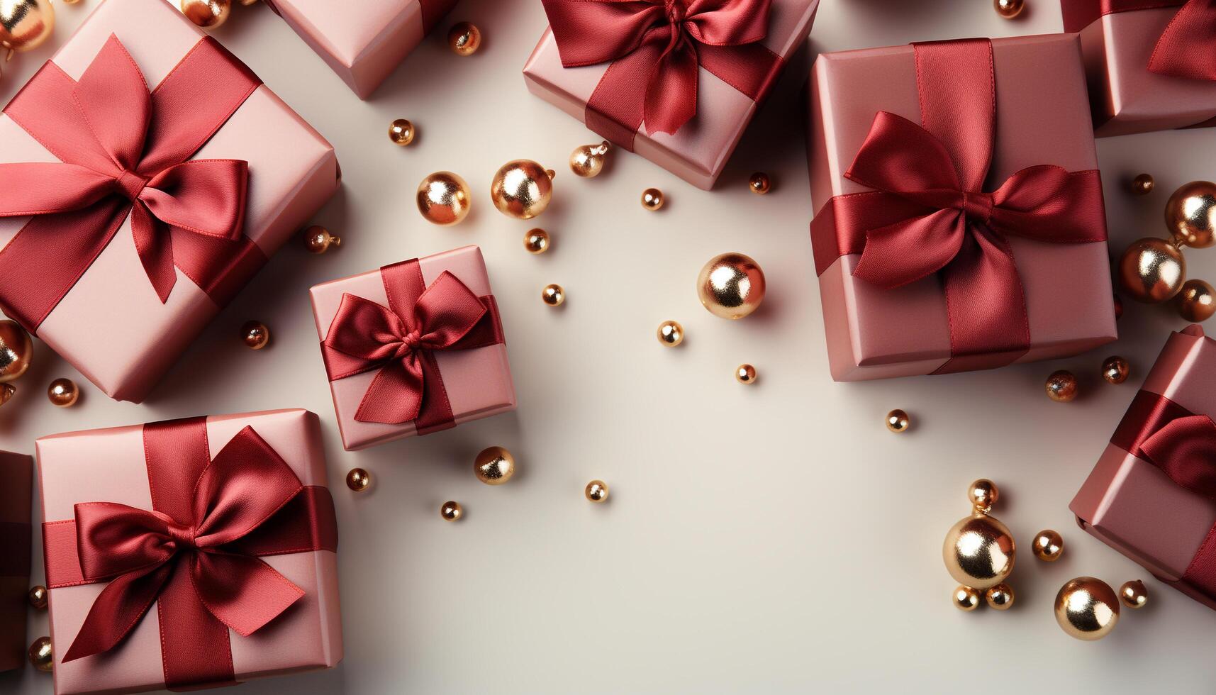 AI generated A shiny gold gift box wrapped in ornate wrapping paper generated by AI photo