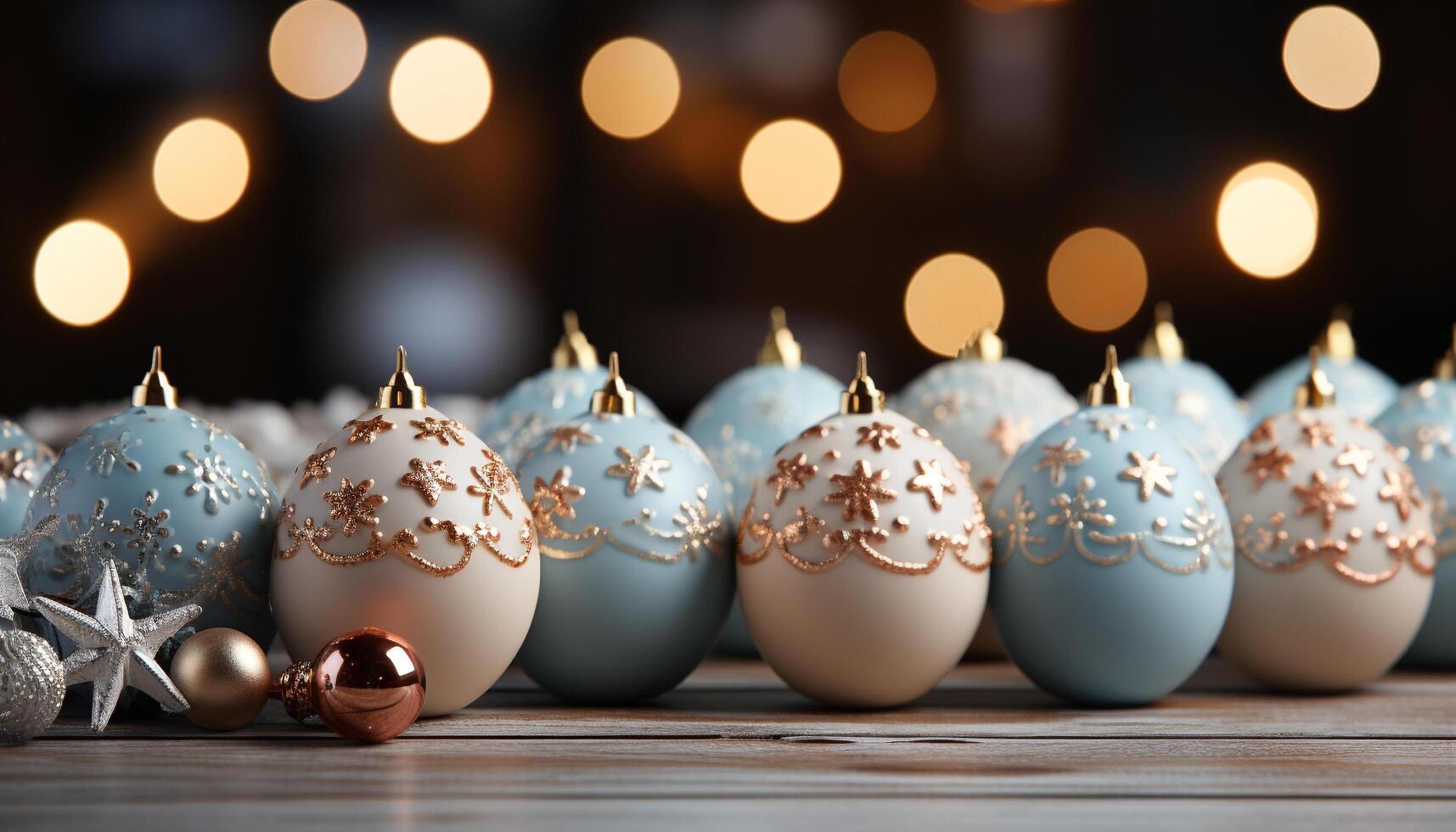 AI generated Christmas ornament glowing in the dark, illuminating the winter night generated by AI photo