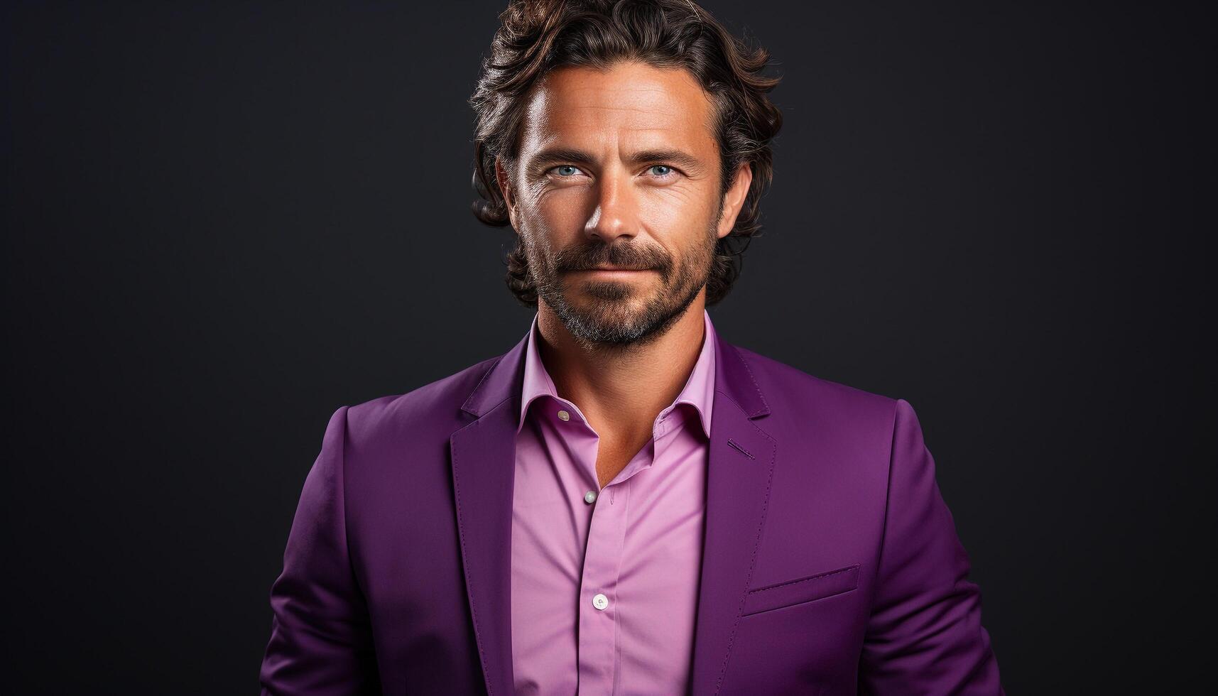 AI generated Confident businessman in suit, smiling, looking at camera generated by AI photo
