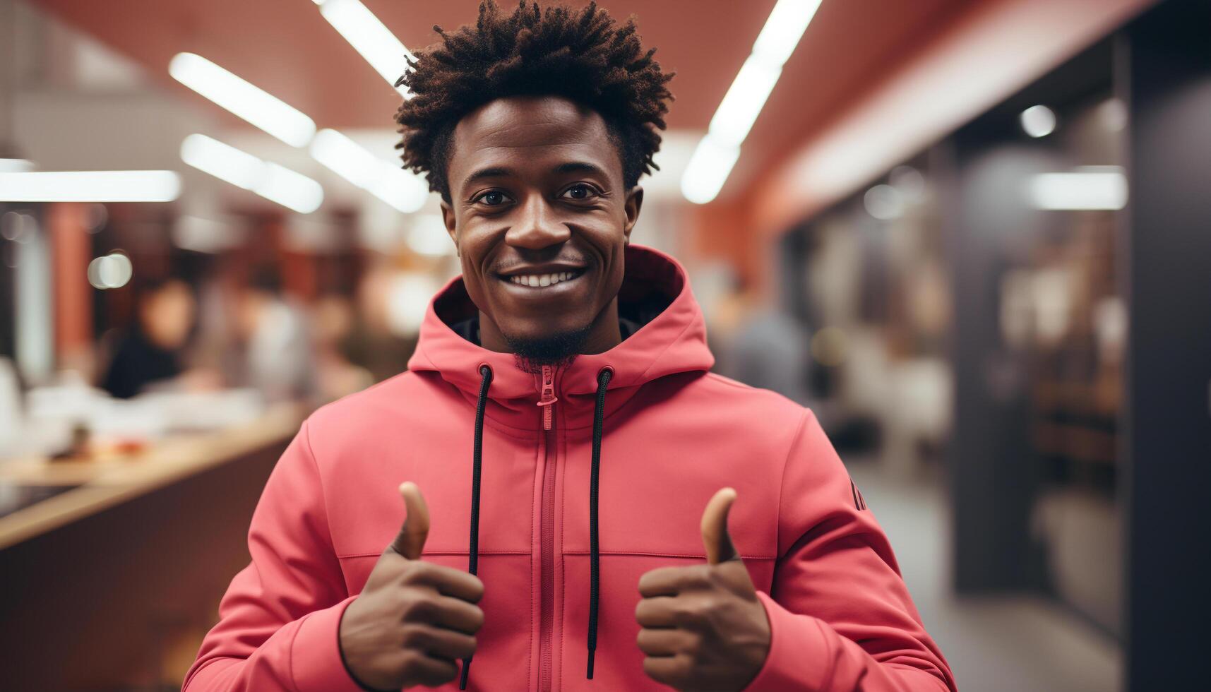 AI generated One young man smiling, looking at camera, confident in sport generated by AI photo