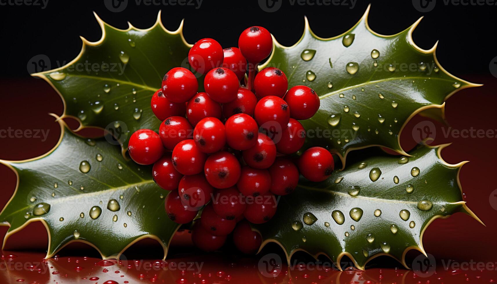 ai generado invierno celebracion acebo árbol, copo de nieve, y Navidad ornamento generado por ai foto