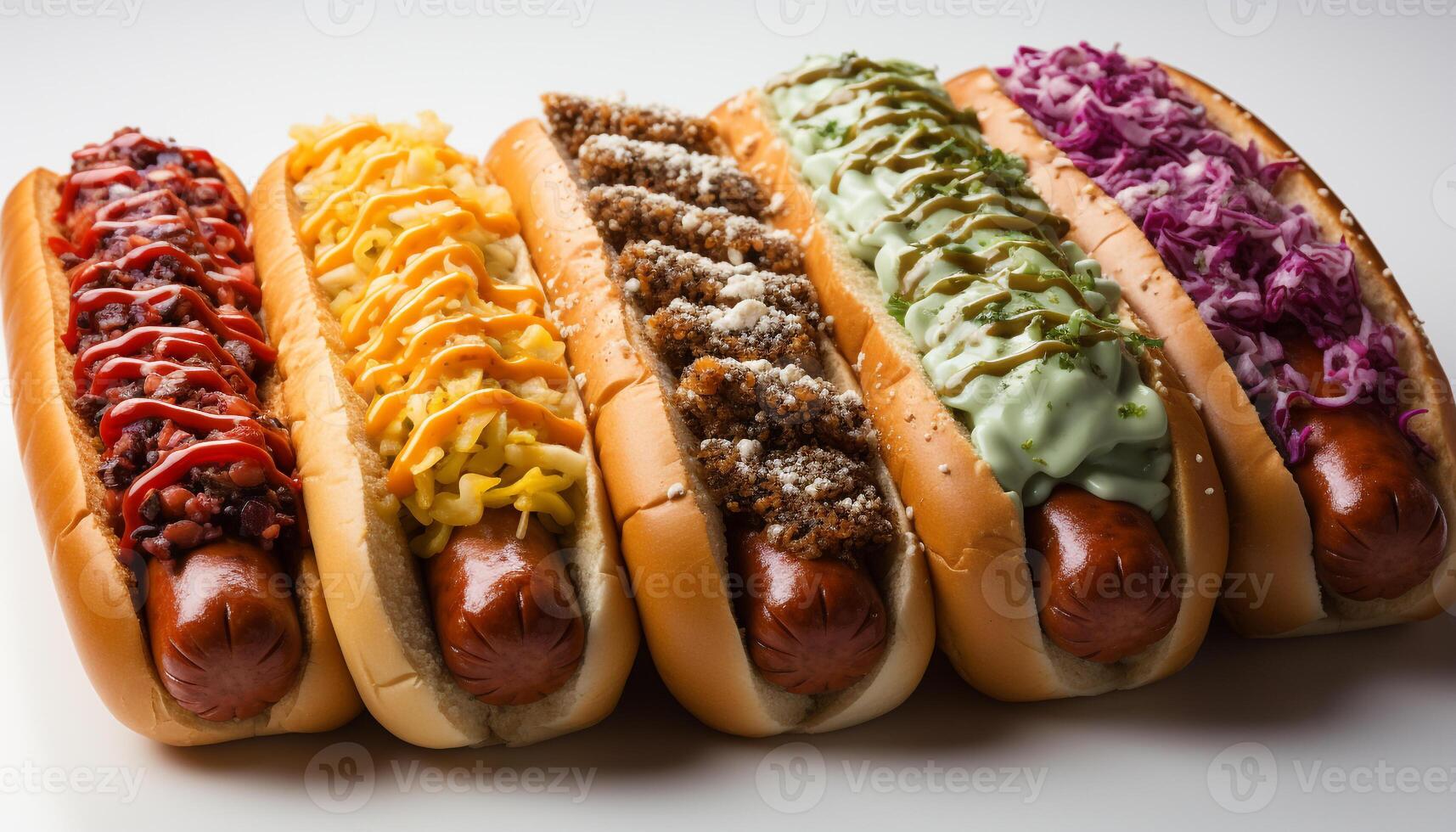 AI generated Grilled beef hot dog on bun, a classic American lunch generated by AI photo