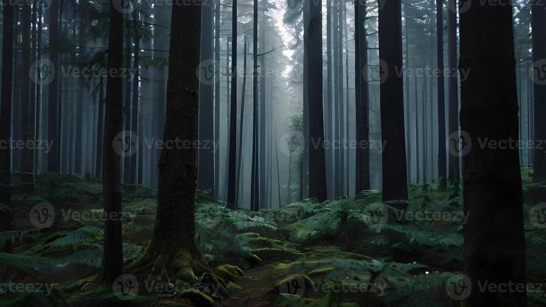 AI generated View of the mystical cinematic forest photo