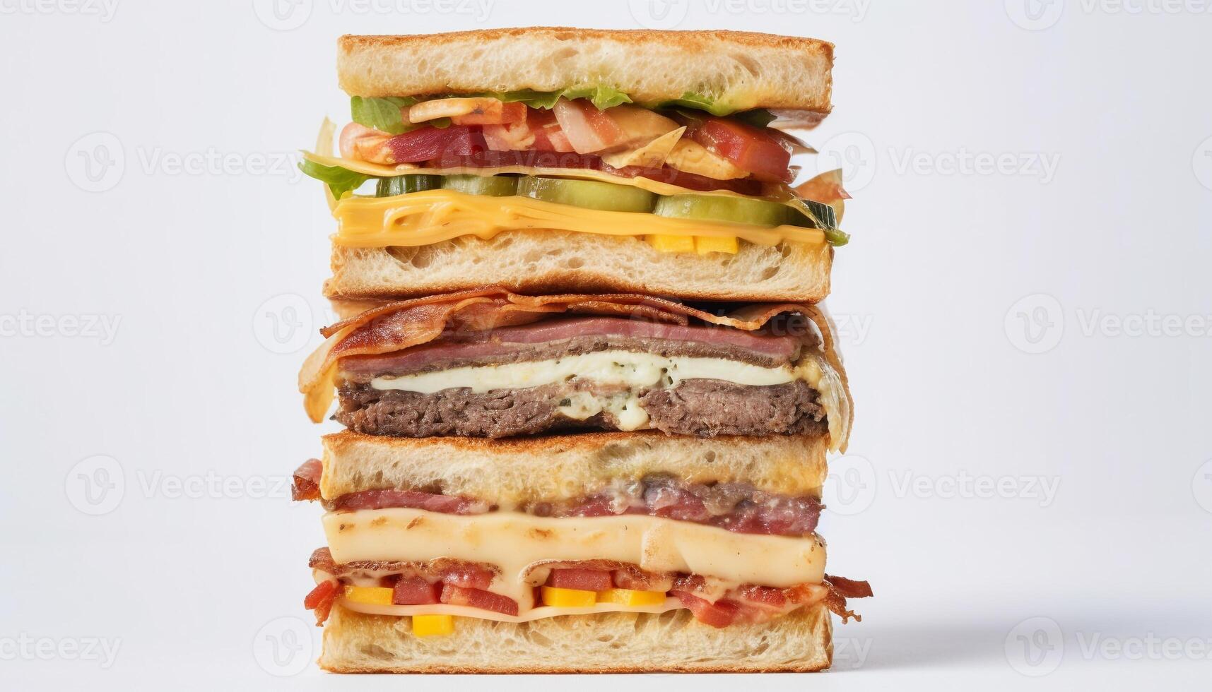 AI generated Freshness and gourmet in a grilled beef sandwich, ready to eat generated by AI photo