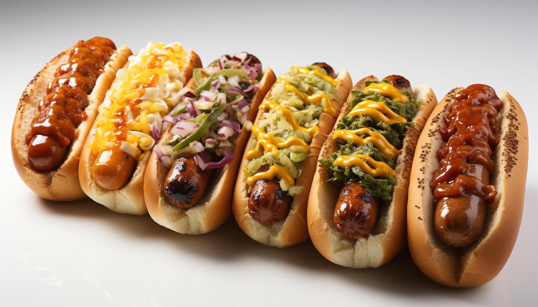 AI generated Grilled hot dog on bun, a classic American lunch generated by AI photo