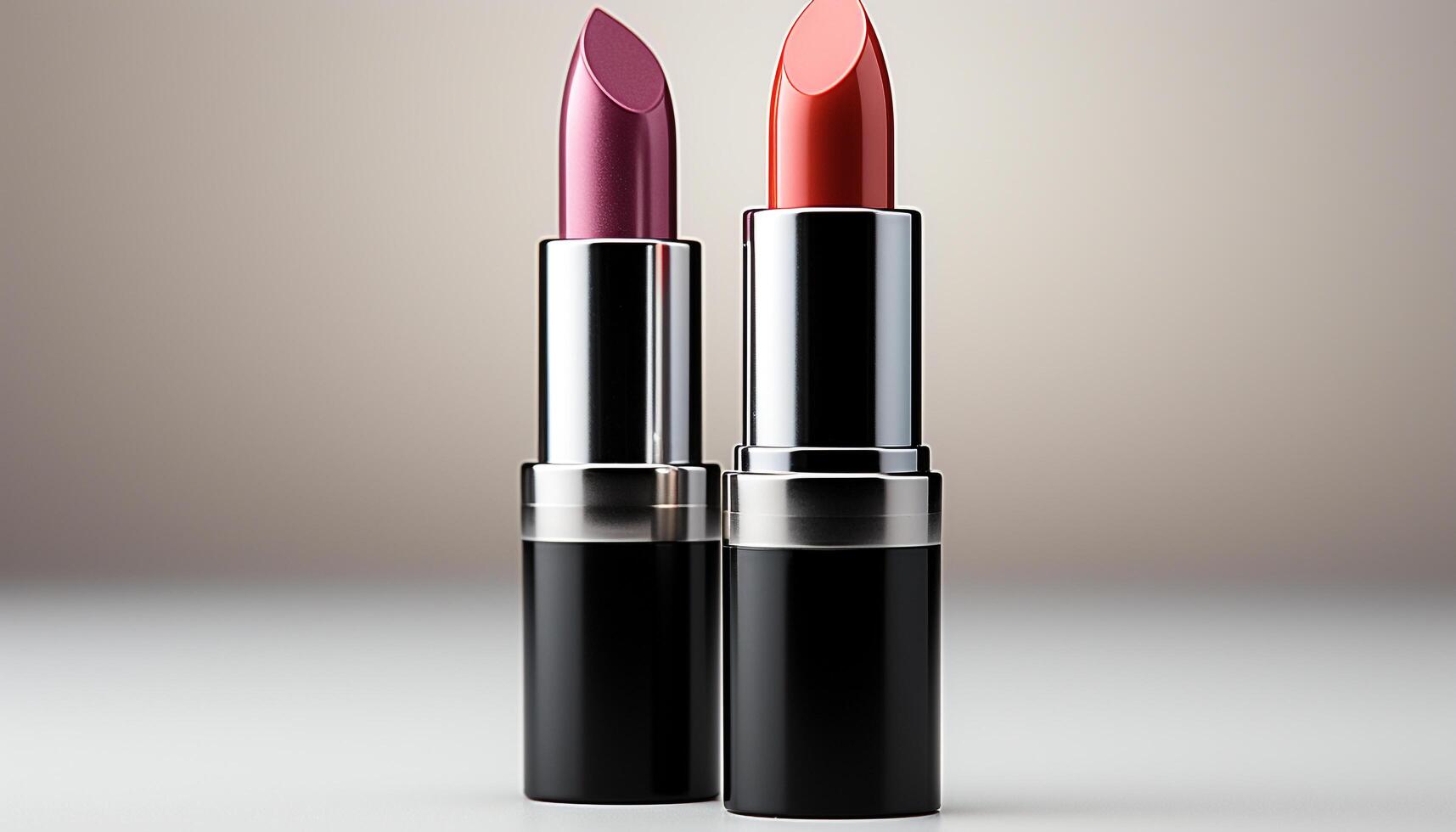 AI generated Shiny pink lipstick tube, symbol of elegance and femininity generated by AI photo