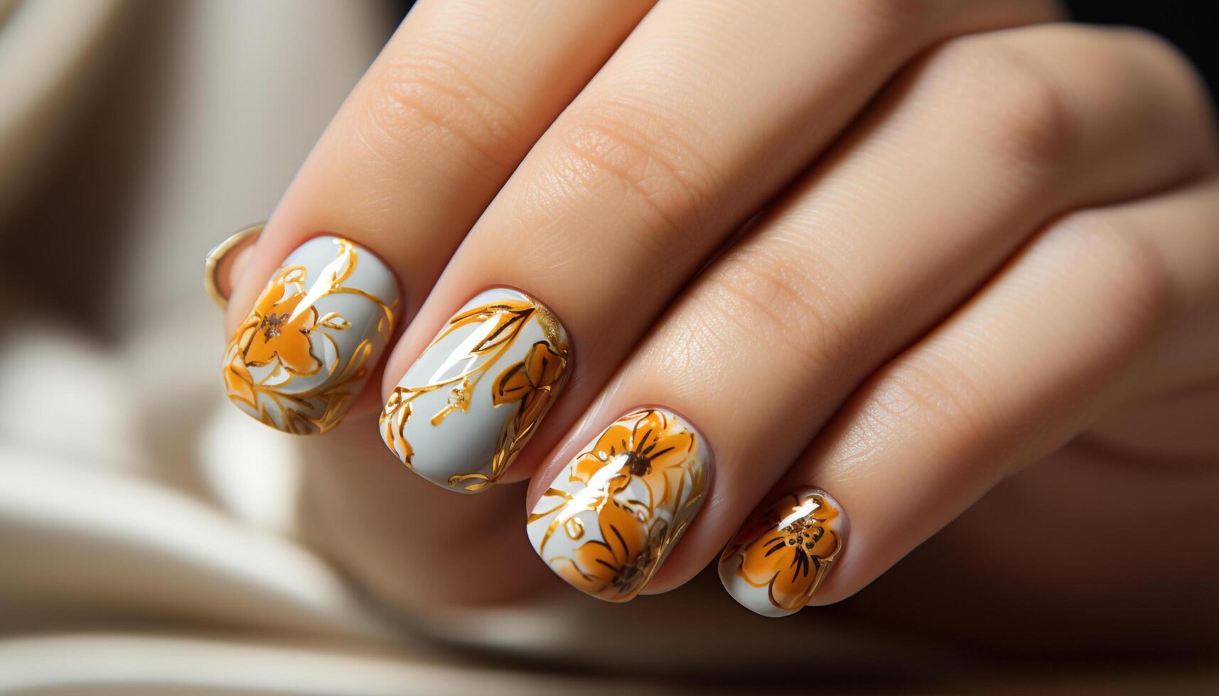 AI generated Women elegance and beauty in a fashionable nail art studio generated by AI photo