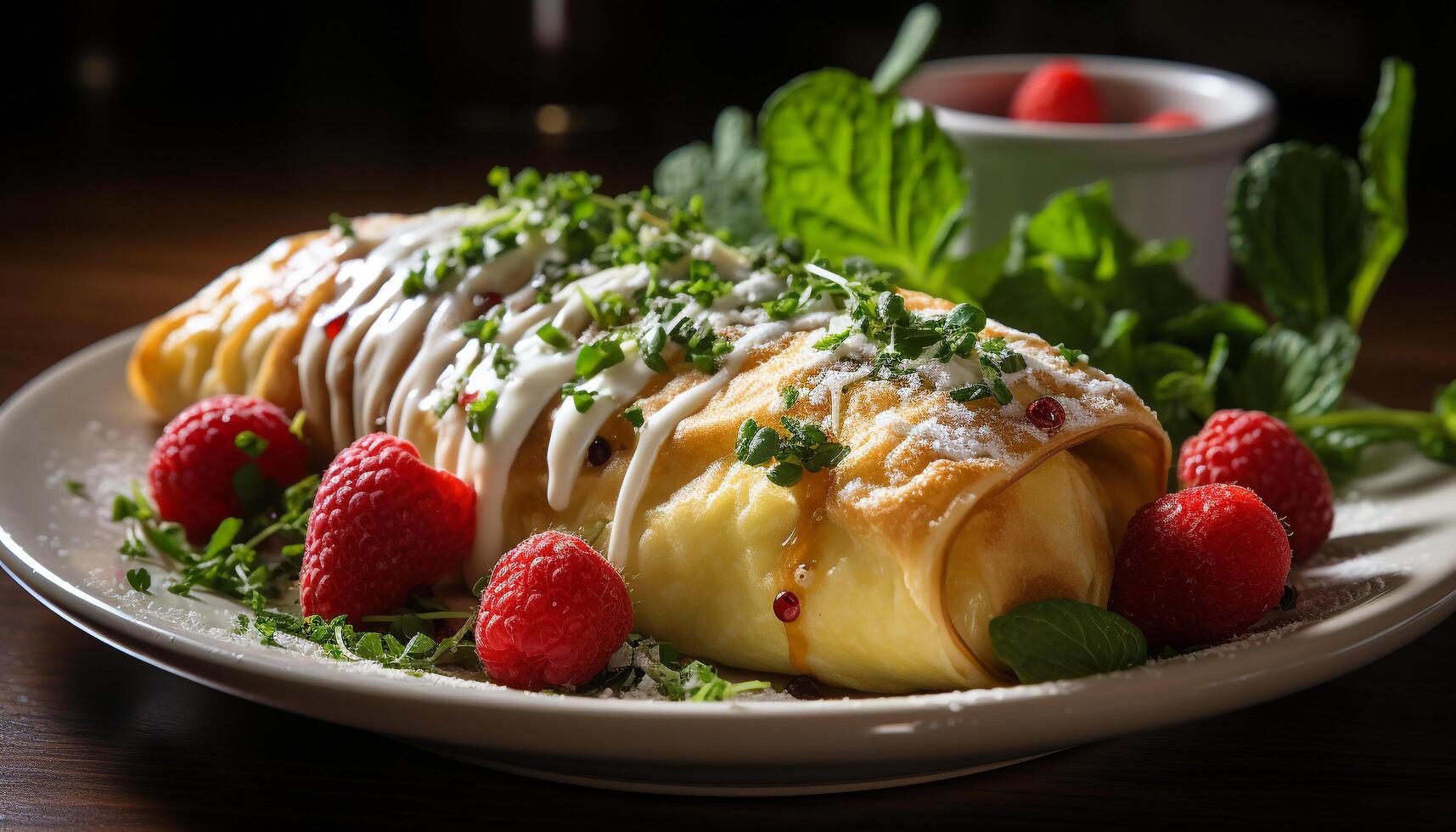 AI generated Freshness and gourmet on a plate of fruit generated by AI photo