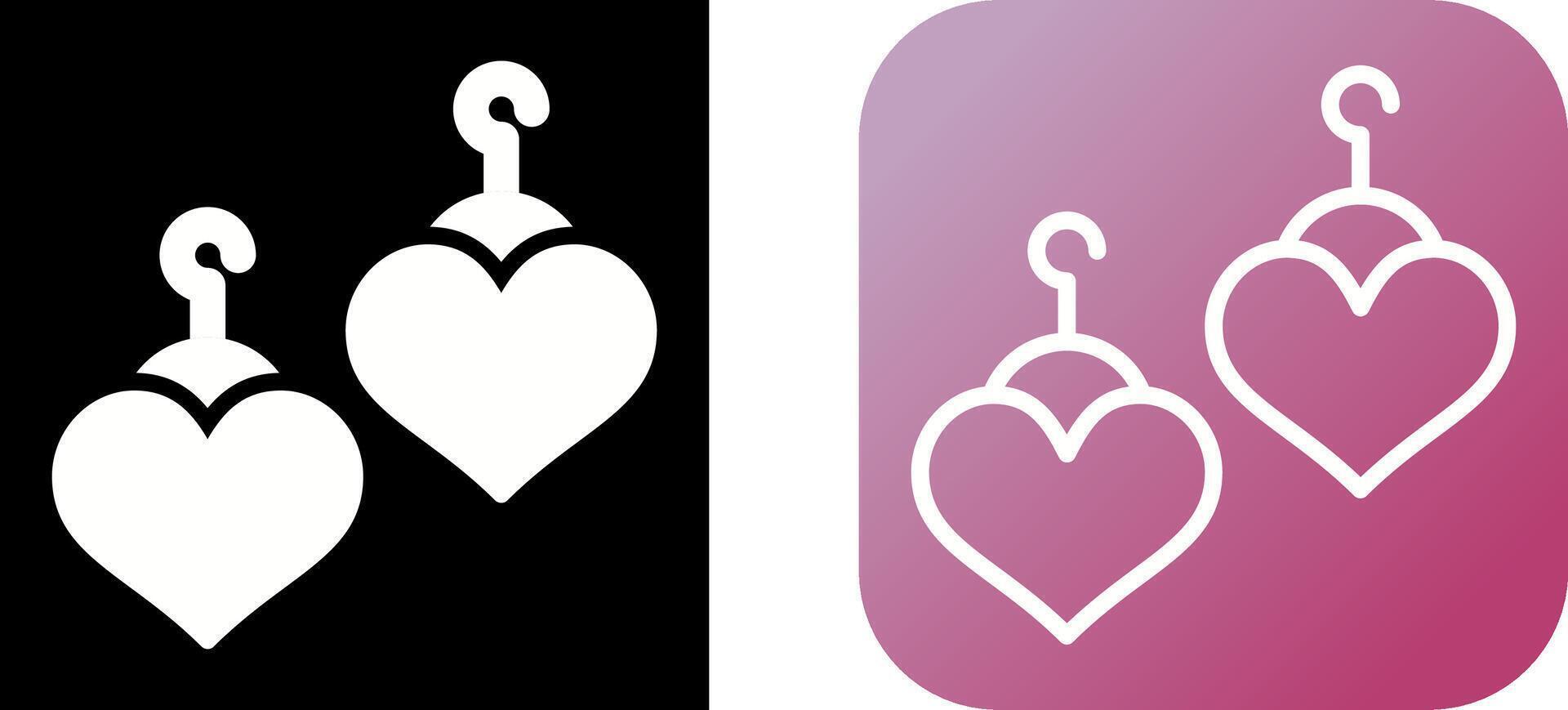 Heart Shaped Earrings Vector Icon