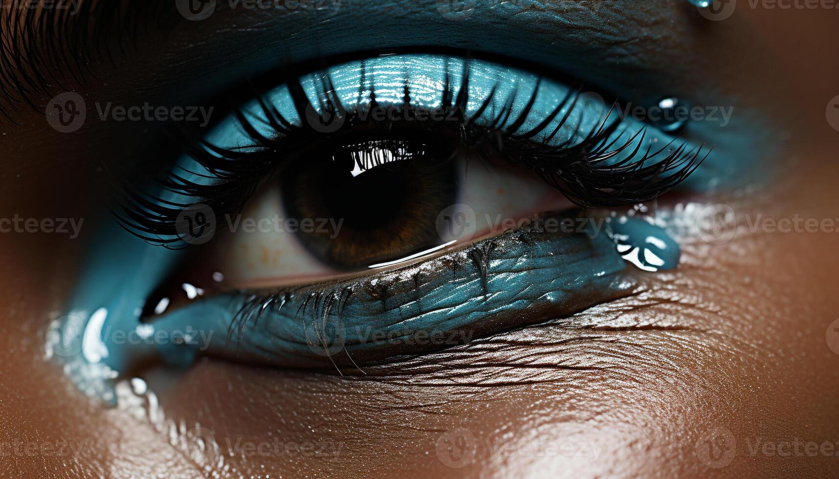 AI generated Young woman blue eye looking at camera, elegant and shiny generated by AI photo