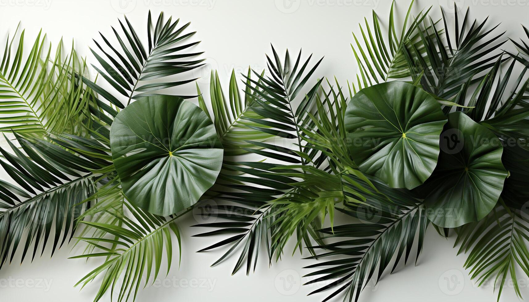 AI generated Freshness of summer in a tropical rainforest, green palm tree generated by AI photo